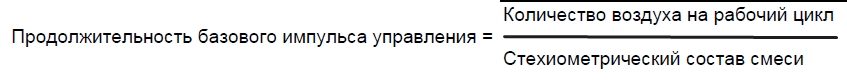 Продолжительность базового импульса управления топливной форсункой