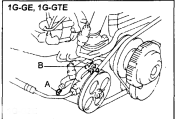 Регулировка натяжения ремня привода насоса ГУР на двигателях 1G-GE