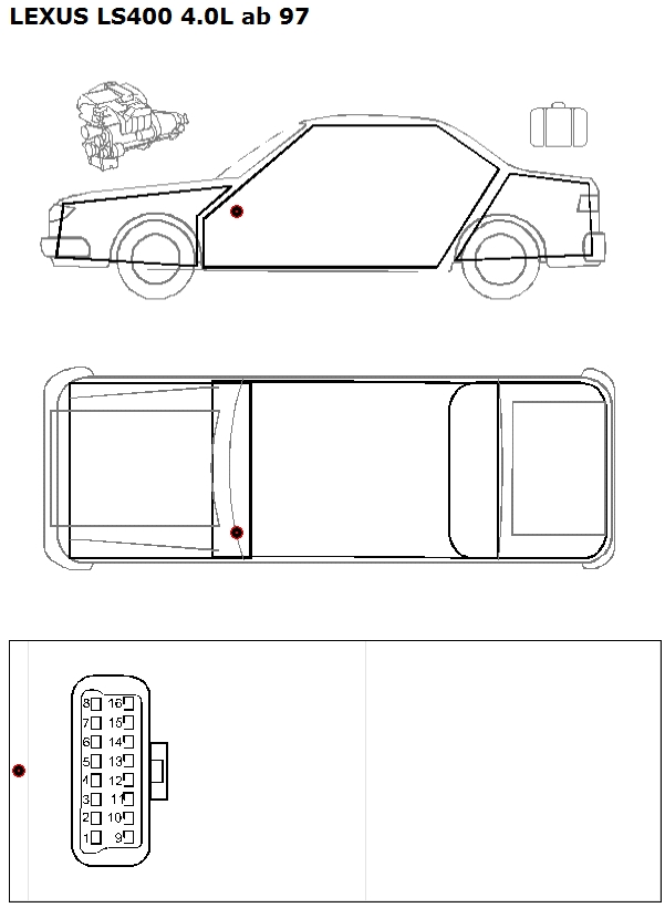 LEXUS LS400 4.0L ab 97 - место установки разъема диагностики