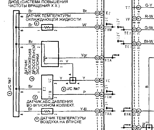 E2 - масса 5ти вольтовых датчиков (Toyota)
