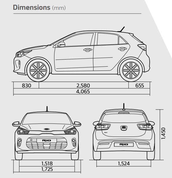 Kia Rio размеры