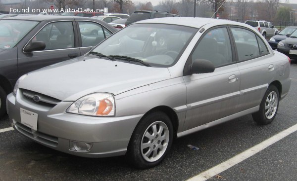 Kia Rio I Sedan (DC, facelift 2002) 1.3i (82 лс) | Технические характеристики, расход топлива , Габариты - фото