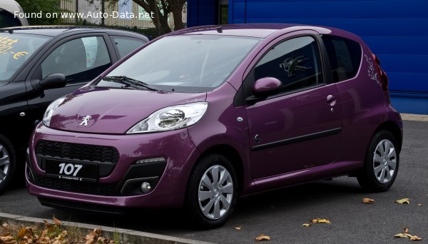 Peugeot 107 (Phase III, 2012) 3-door 1.0 (68 лс) | Технические характеристики, расход топлива , Габариты - фото