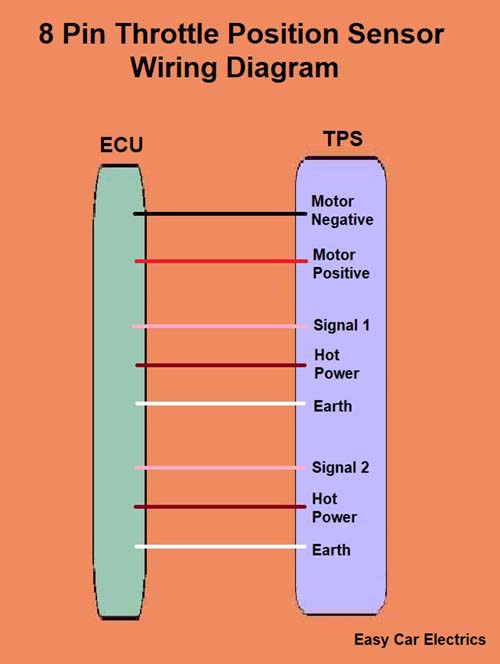 3, 4, 5, 6 и 8 проволочная схема датчика положения дроссельной заслонки - фото
